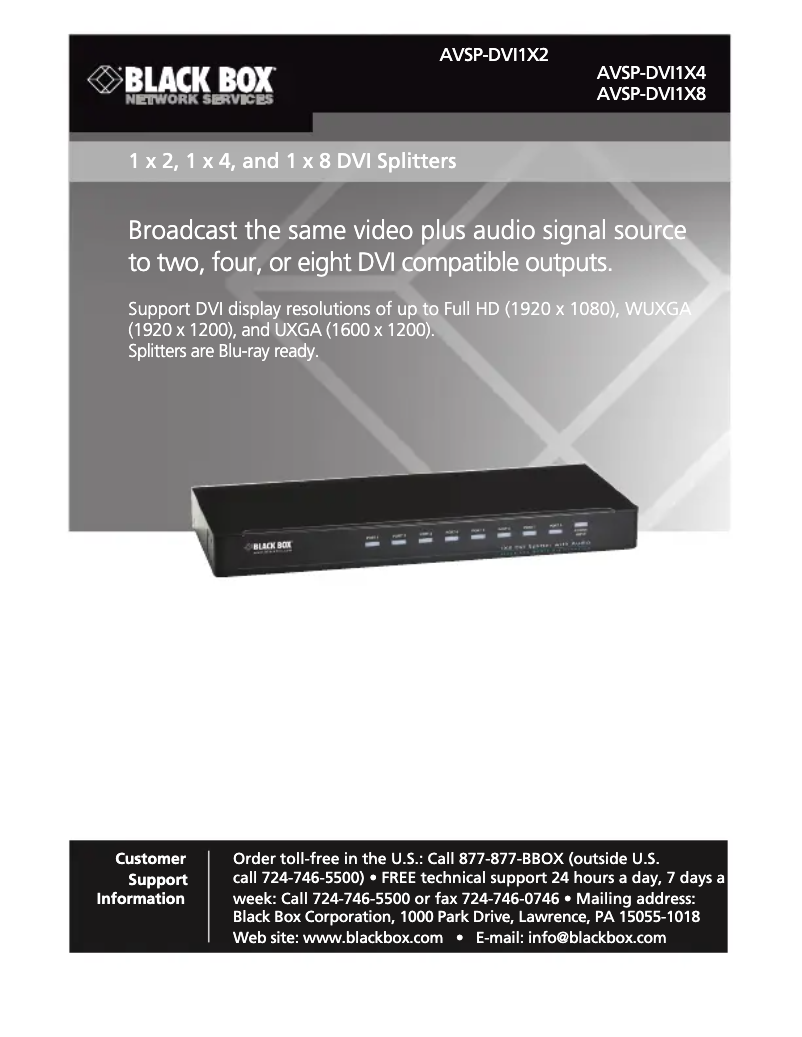 Page n°1 - Manuel utilisateur Black Box AVSP-DVI1X4