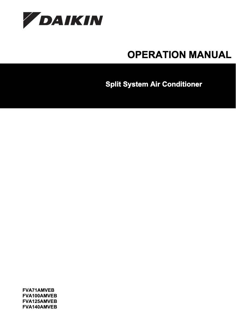 Page 1 de la notice Manuel utilisateur Daikin FVA100AMVEB