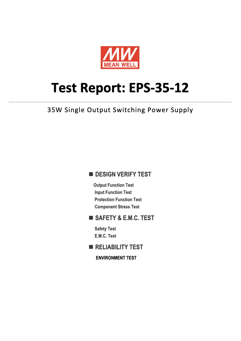 Page 1 of the manual Technical Sheet Mean Well EPS-35-12