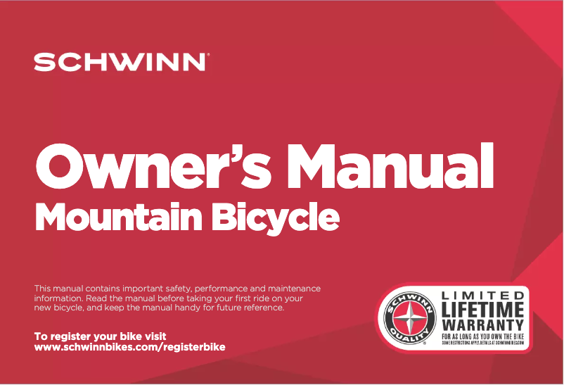Page 1 of the manual User Manual Schwinn Sidewinder Mountain bike