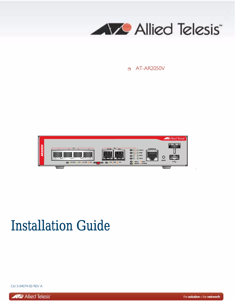 Page 1 de la notice Manuel utilisateur Allied Telesis AT-AR2050V-30