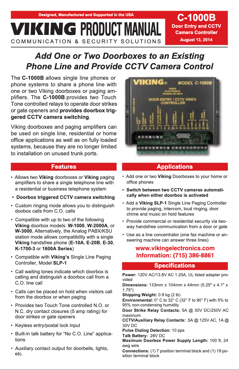 Page 1 de la notice Manuel utilisateur Viking C-1000B