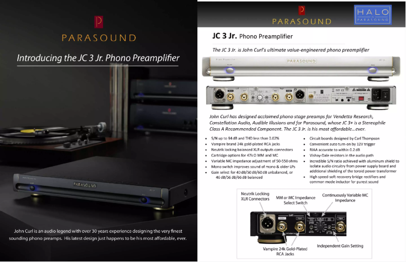 Page 1 de la notice Fiche technique Parasound Halo JC 3 Jr.