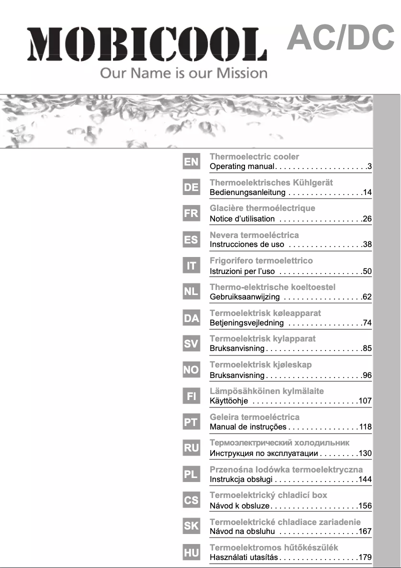 Page 1 de la notice Manuel utilisateur Mobicool W38 AC/DC
