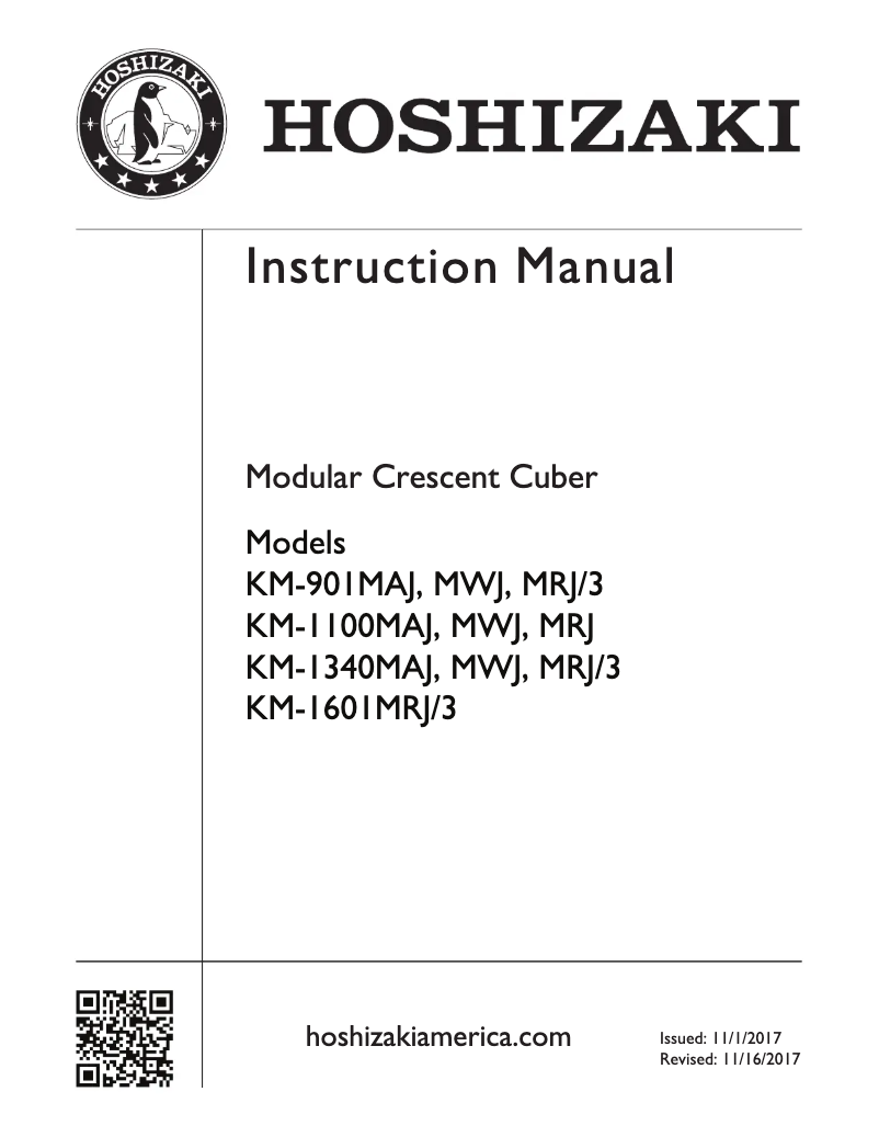 Page 1 de la notice Guide d'installation Hoshizaki KM-901MAH