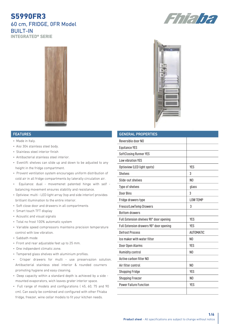 Page n°1 - Fiche technique Fhiaba S5990FR3A