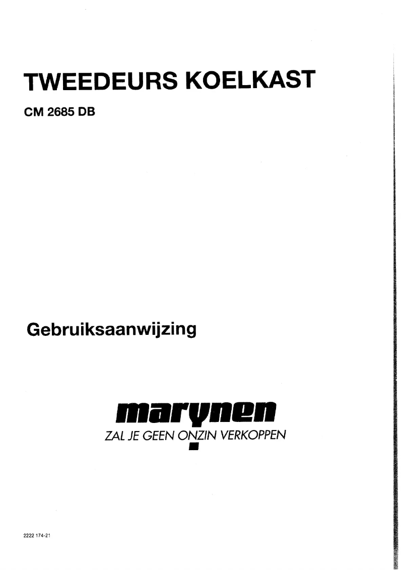 Page n°1 - Manuel utilisateur Marijnen CM 2685 DB