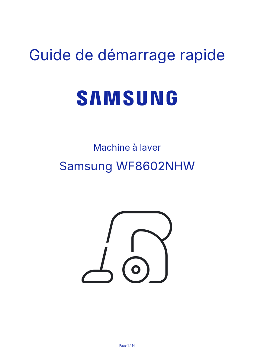 Page n°1 - Guide de démarrage rapide Samsung WF8602NHW
