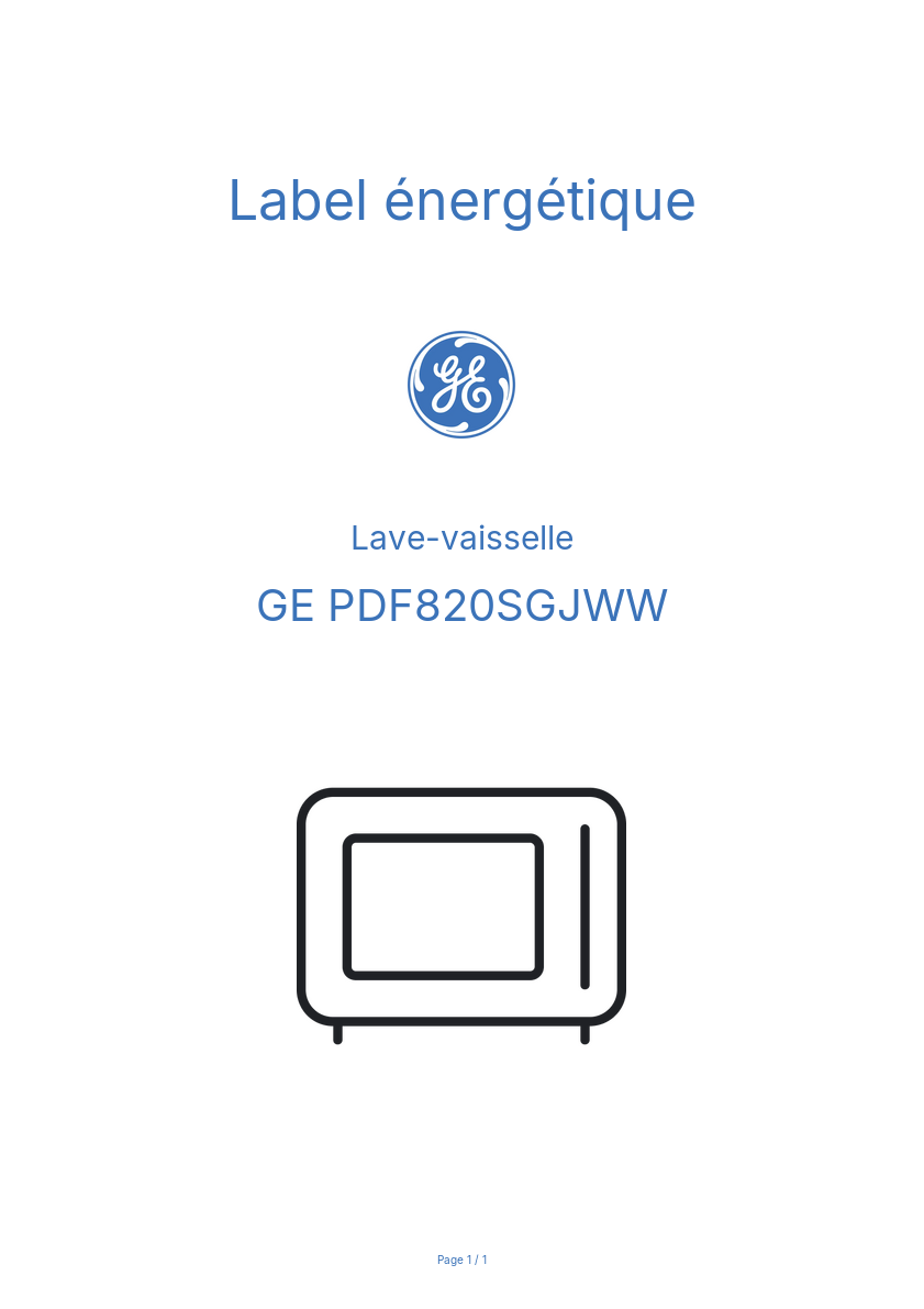 Image de la première page du manuel de l'appareil PDF820SGJWW