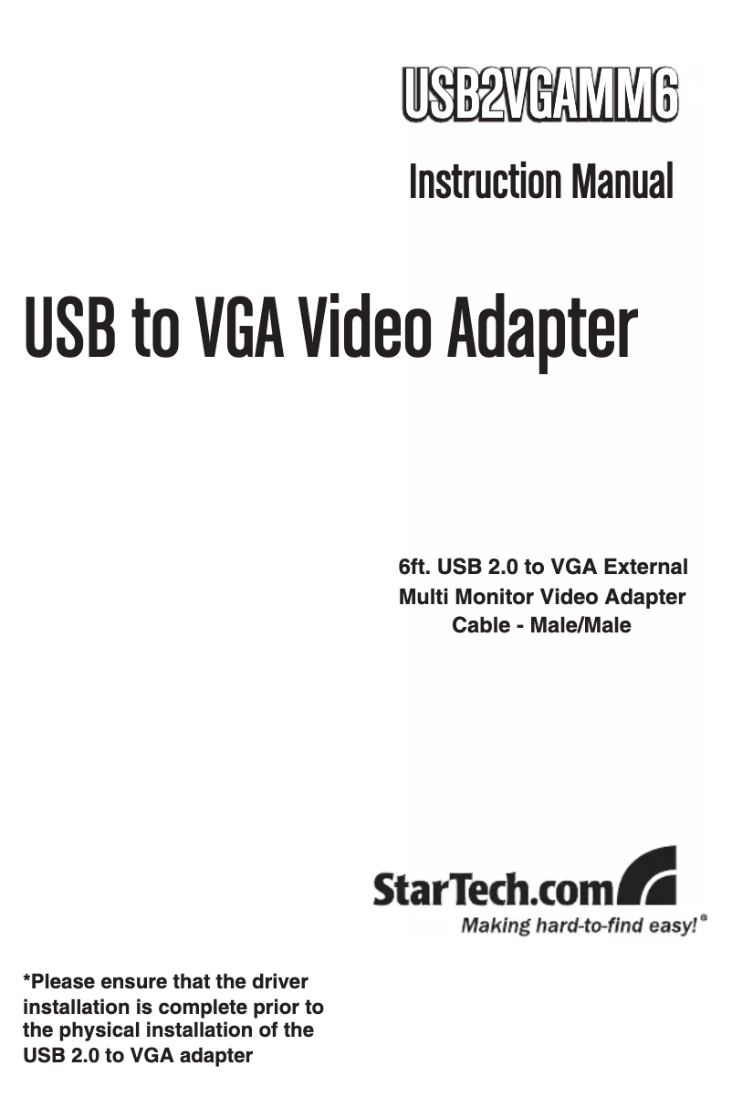 Page 1 de la notice Manuel utilisateur StarTech.com USB2VGAMM6