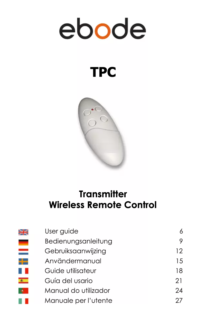 Page 1 de la notice Manuel utilisateur ebode TPC