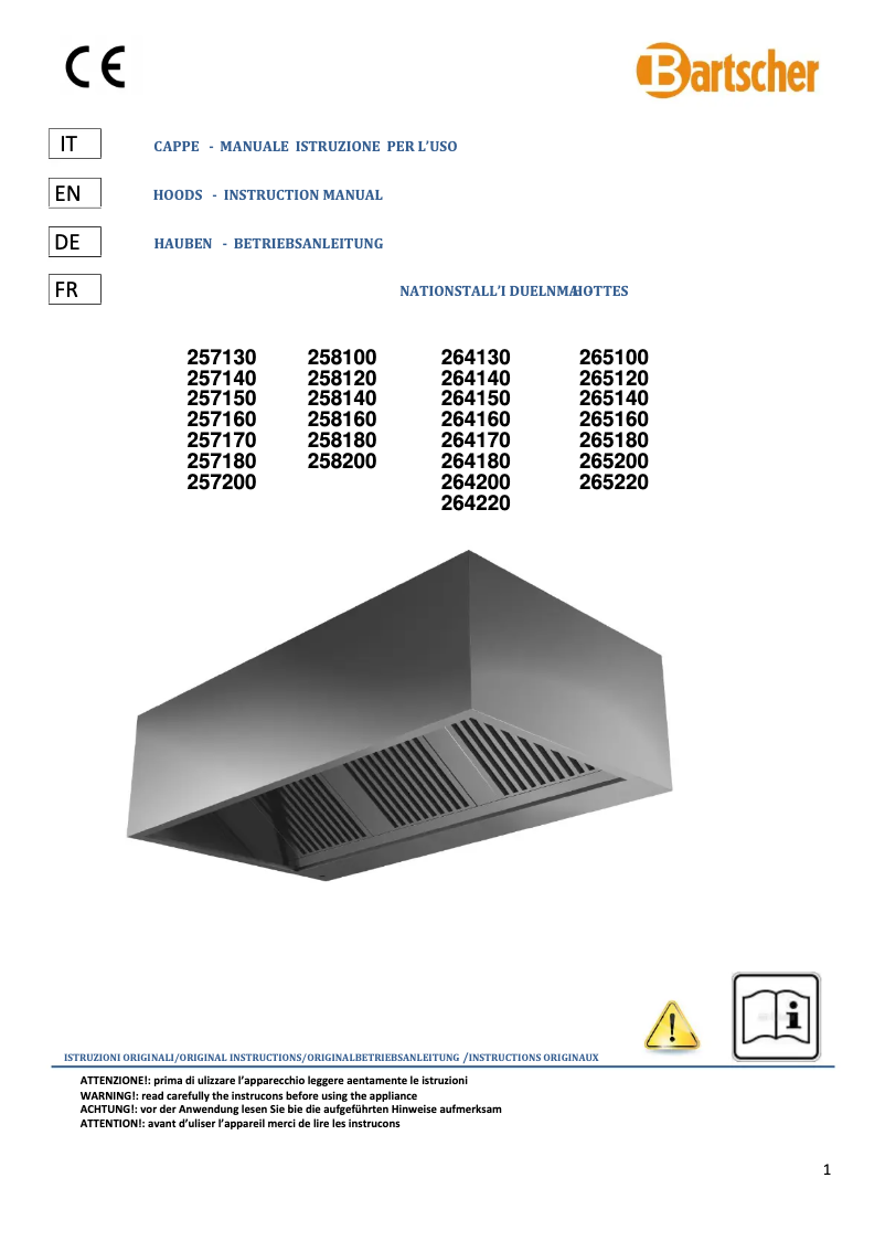 Page n°1 - Manuel utilisateur Bartscher 264160