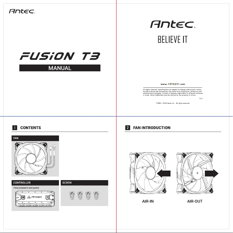 Page 1 de la notice Manuel utilisateur Antec FUSION T3 140 ARGB