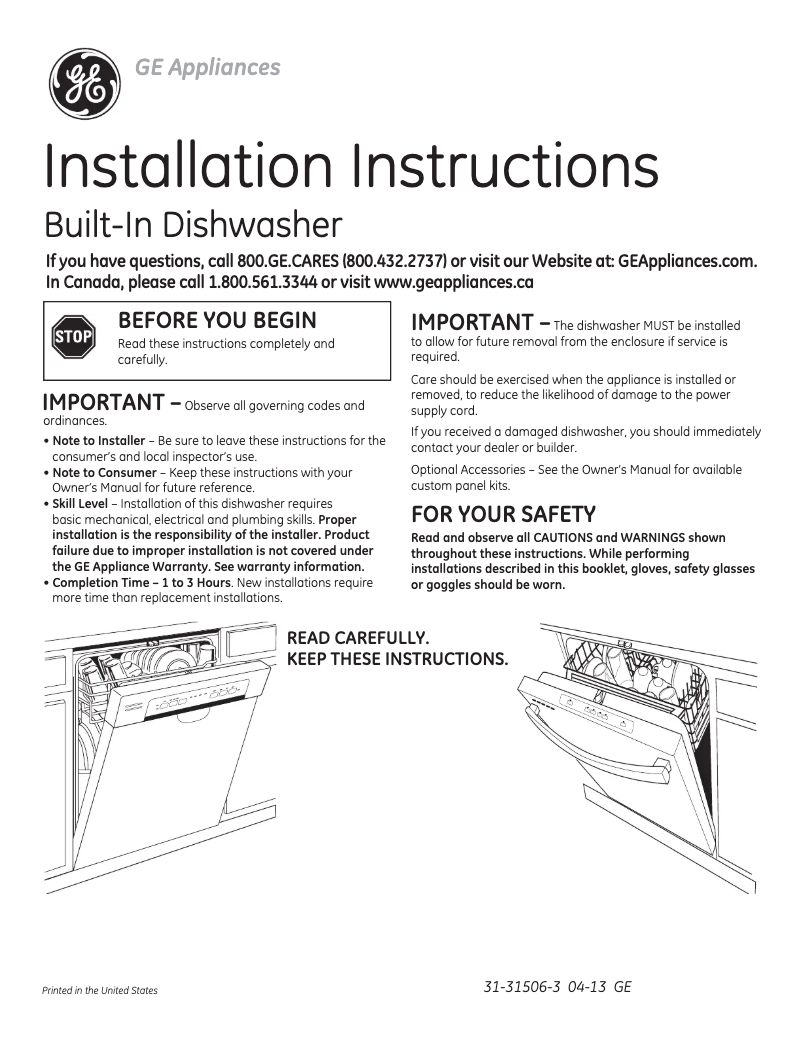 Page n°1 - Instructions / montage GE ADT521PGFWS
