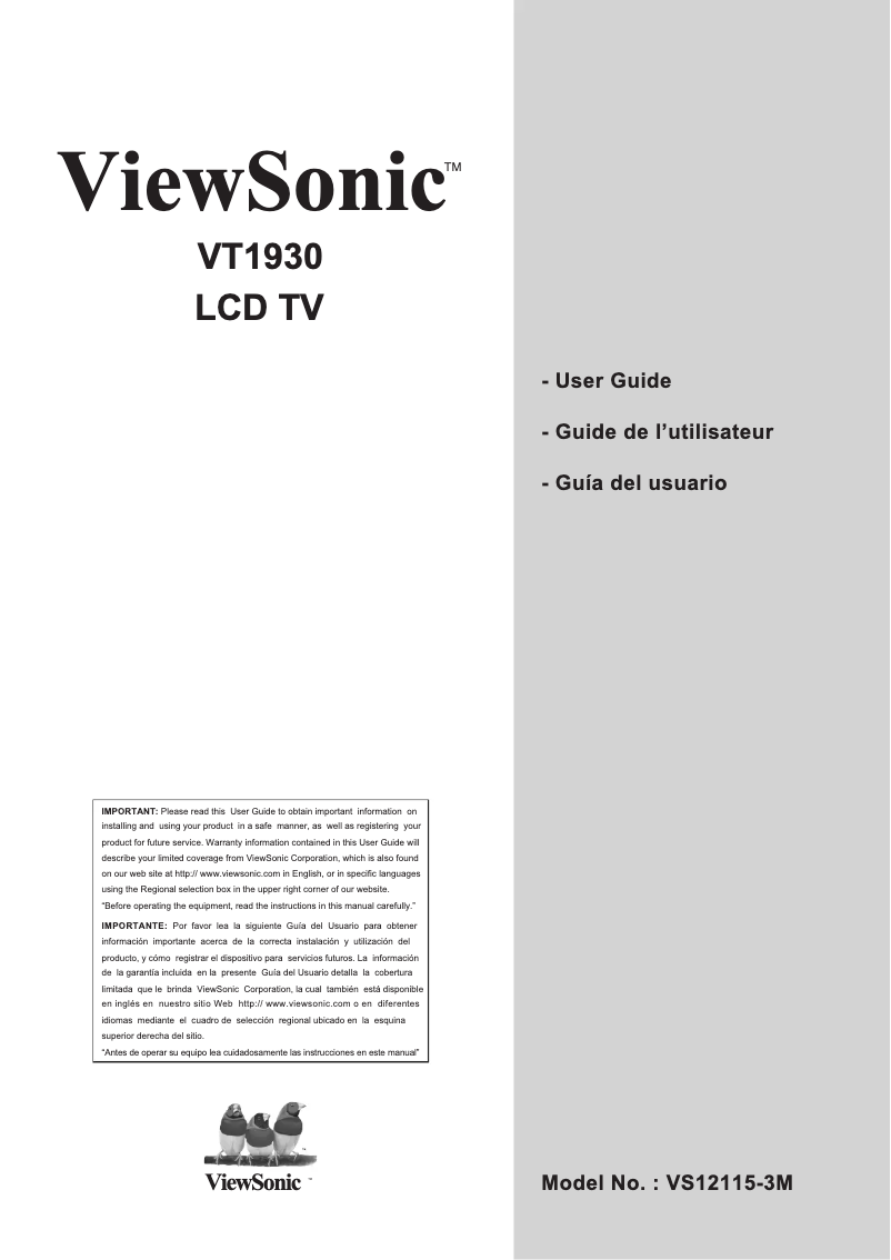 Page n°1 - Manuel utilisateur Viewsonic VT1930