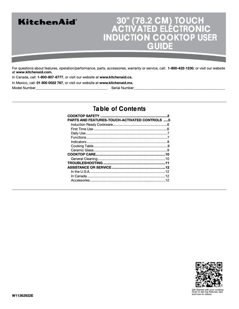 Page 1 de la notice Manuel utilisateur KitchenAid KCIG550JSS