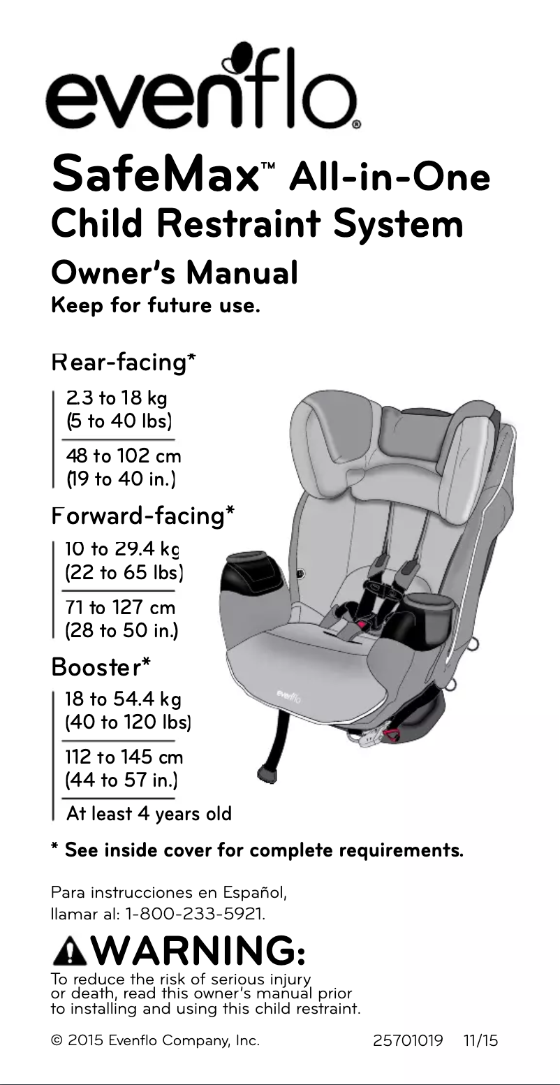 Page 1 of the manual User Manual Evenflo SafeMax All-in-One