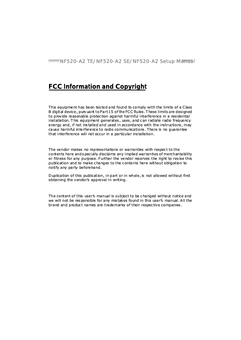 Page 1 de la notice Manuel utilisateur Biostar NF520-A2 TE