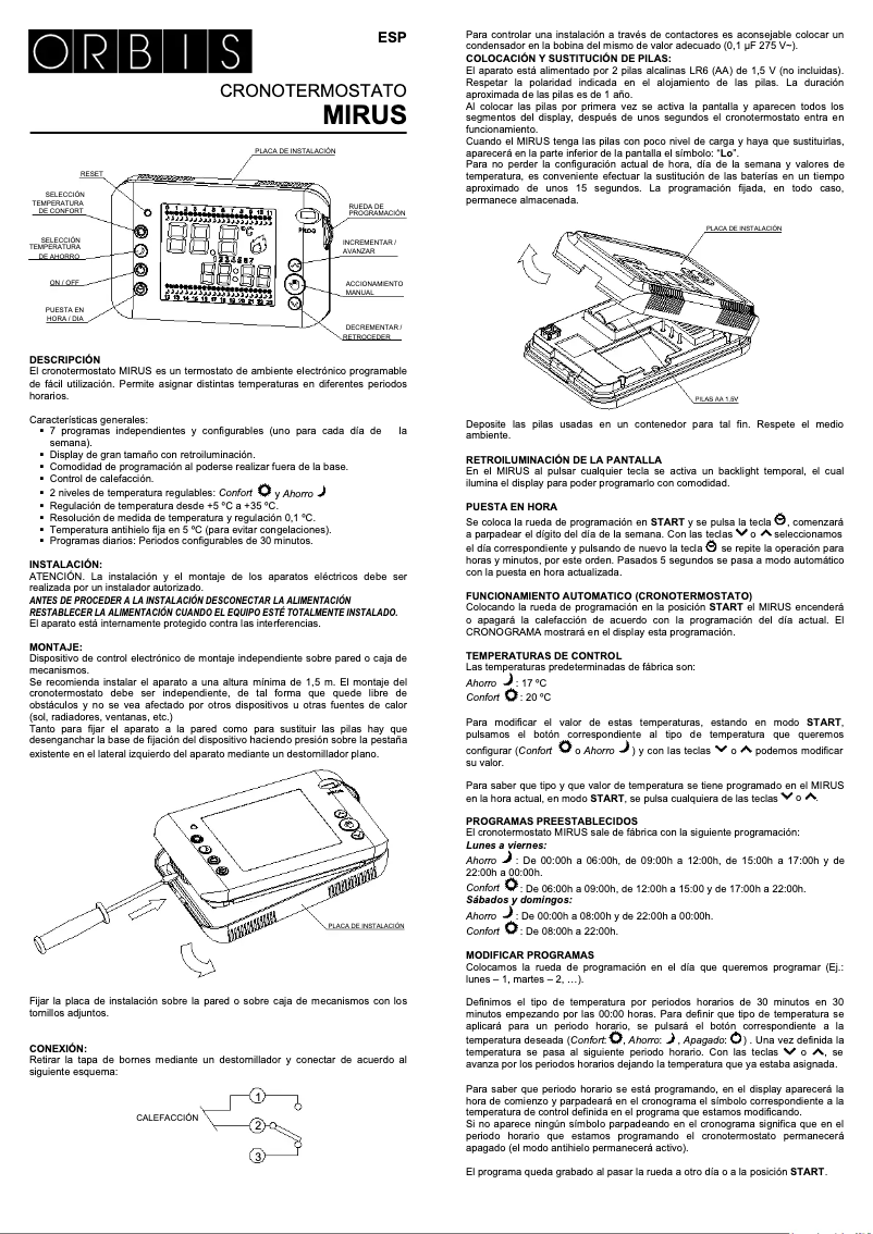 Page n°1 - Manuel utilisateur Orbis OB324700