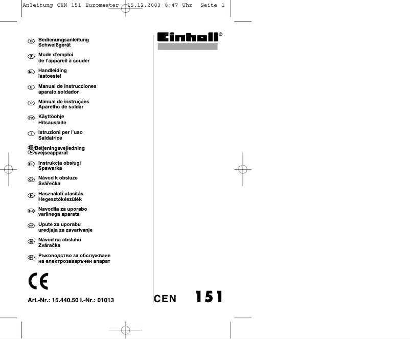Page n°1 - Manuel utilisateur Einhell CEN 151/2