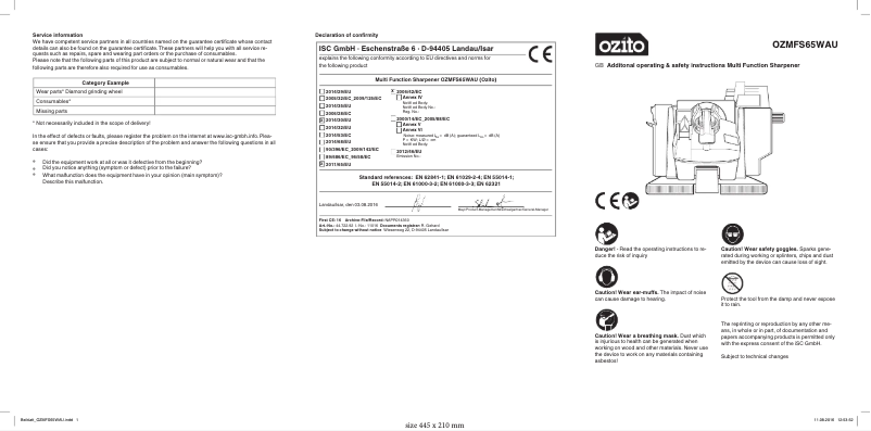 Página 1 del manual Manual de usuario Ozito OZMFS65WAU