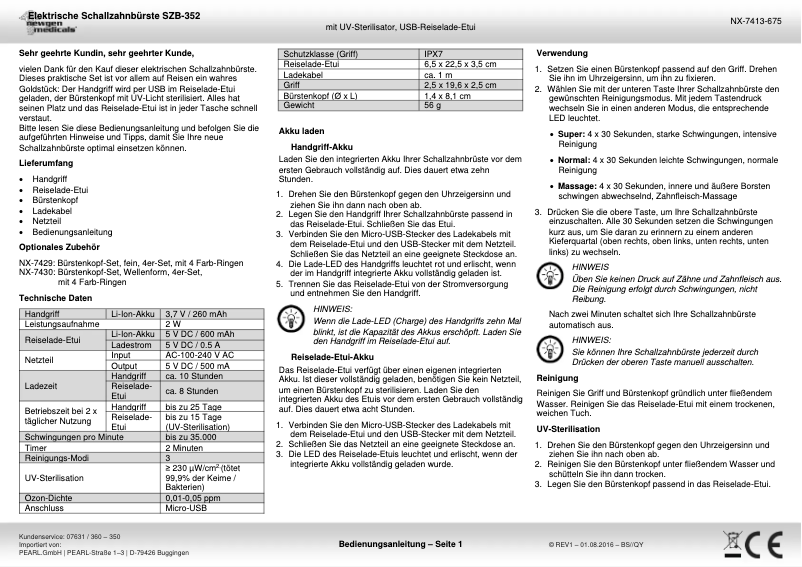 Page n°1 - Manuel utilisateur Newgen Medicals SZB-352