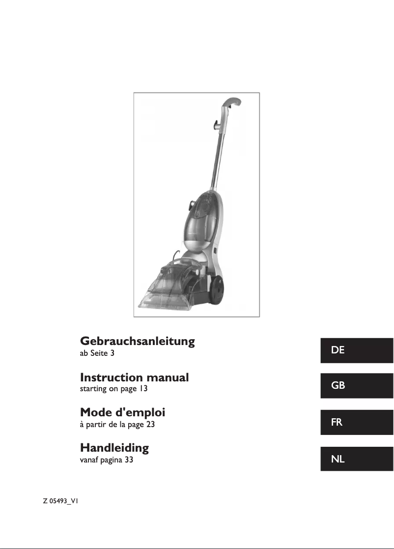 Page 1 de la notice Manuel utilisateur Cleanmaxx Z 05493