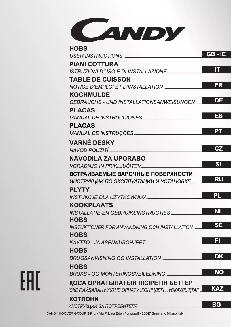 Page 1 de la notice Manuel utilisateur Candy CH64 C/2