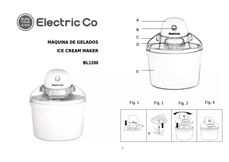 Page 1 de la notice Manuel utilisateur Electric Co BL1200
