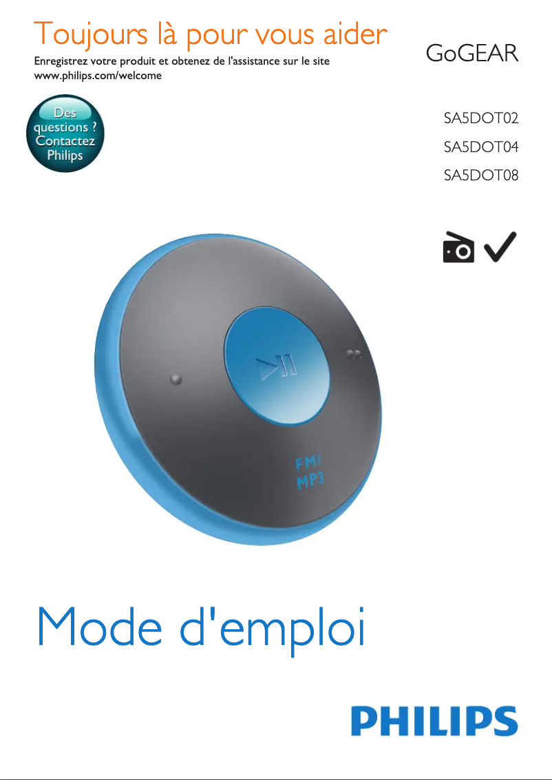 Page n°1 - Manuel utilisateur Philips GoGear SA5DOT04OFS