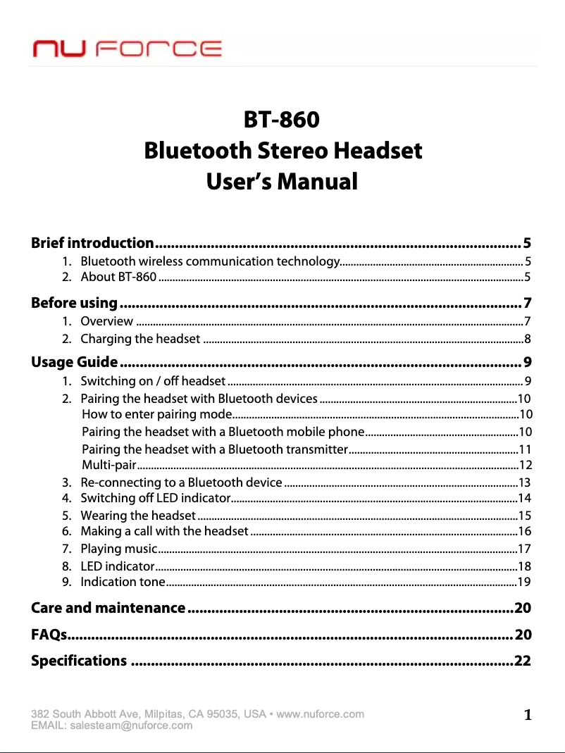 Image de la première page du manuel de l'appareil BT-860