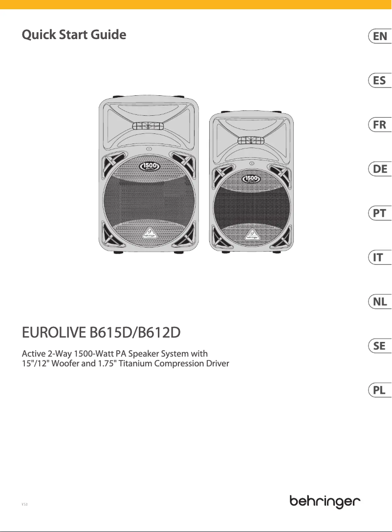 Page n°1 - Guide de démarrage rapide Behringer Eurolive B615D