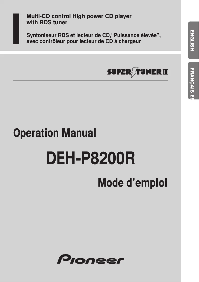 Page 1 de la notice Manuel utilisateur Pioneer DEH-P8200R