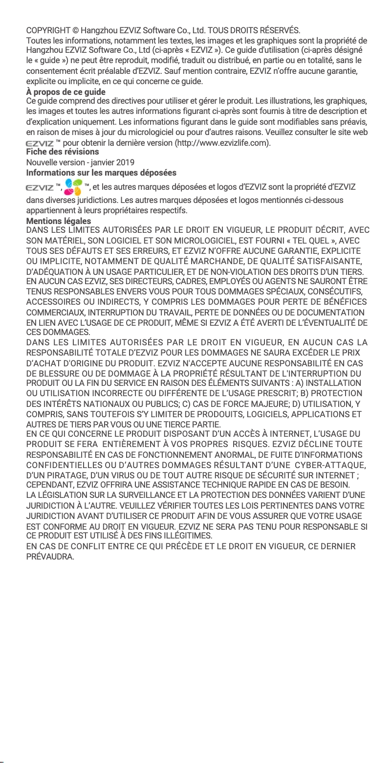 Page 1 de la notice Manuel utilisateur EZVIZ C1T