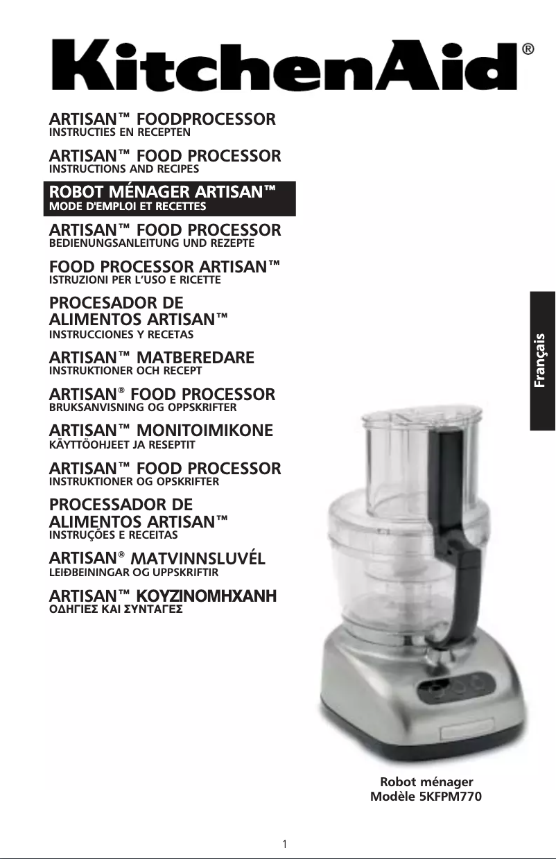 Page 1 de la notice Manuel utilisateur KitchenAid Pm 770