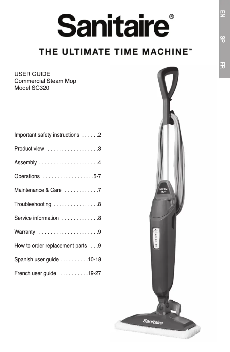 Page 1 de la notice Manuel utilisateur Sanitaire Steam Mop SC320A