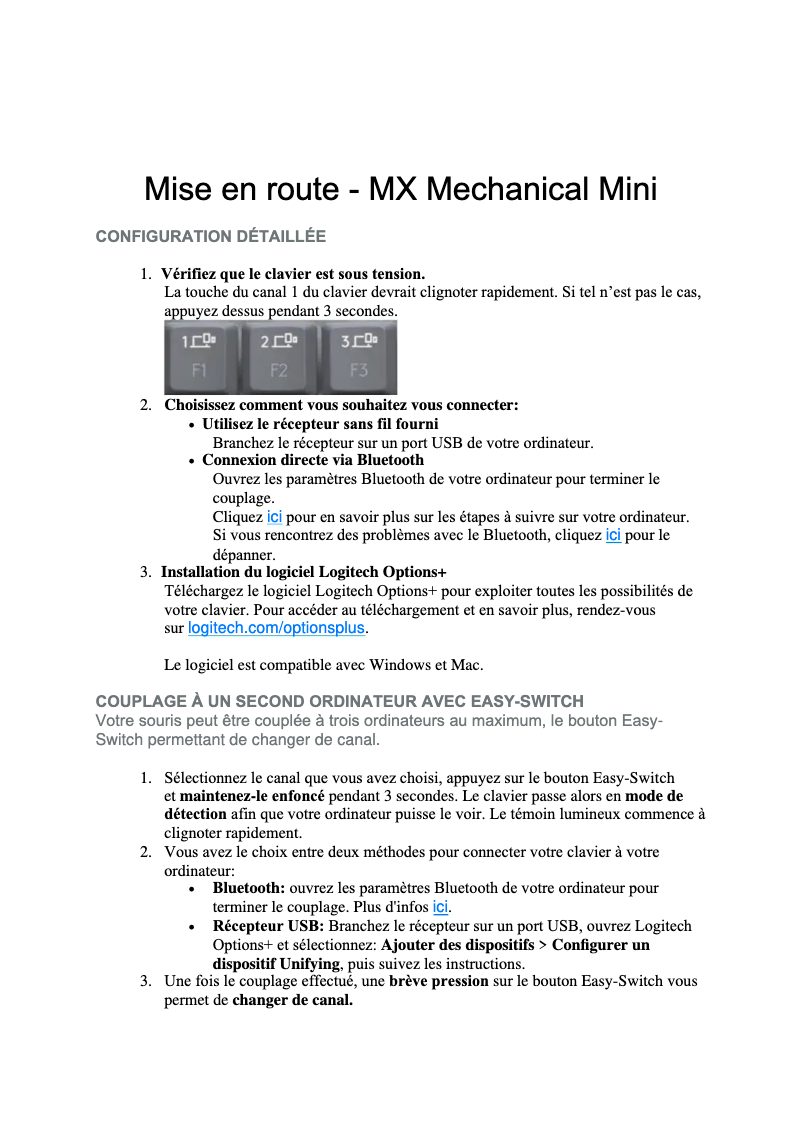Image de la première page du manuel de l'appareil MX Mechanical Mini