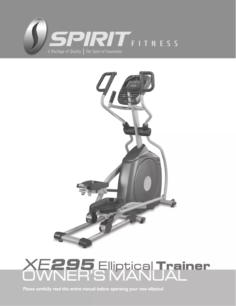Página 1 del manual Manual de usuario Spirit XE295 Elliptical Trainer