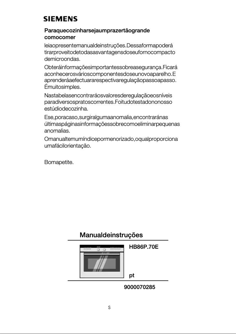 Page 1 de la notice Manuel utilisateur Siemens HB86P570E