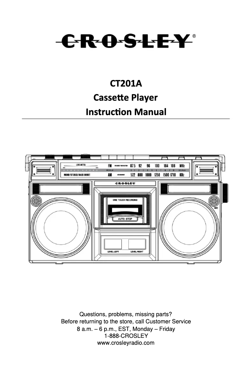 Page 1 de la notice Manuel utilisateur Crosley CT201A