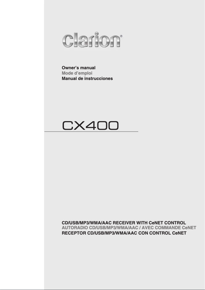 Page n°1 - Manuel utilisateur Clarion CX400