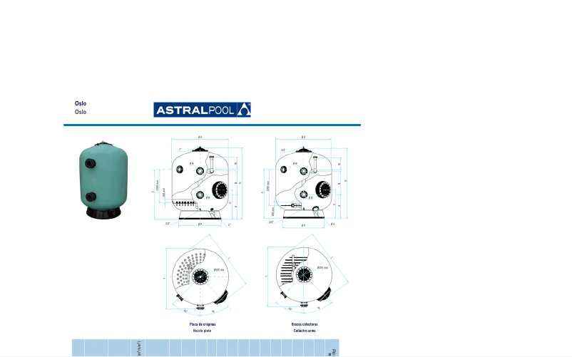 Page 1 de la notice Fiche technique AstralPool Oslo