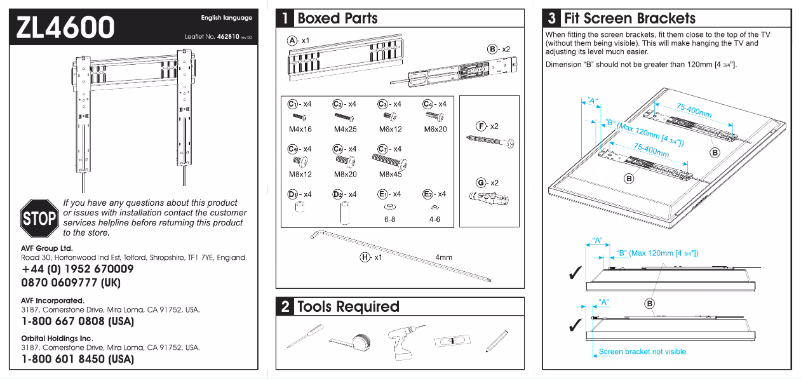 Page n°1 - Manuel utilisateur AVF ZL4600
