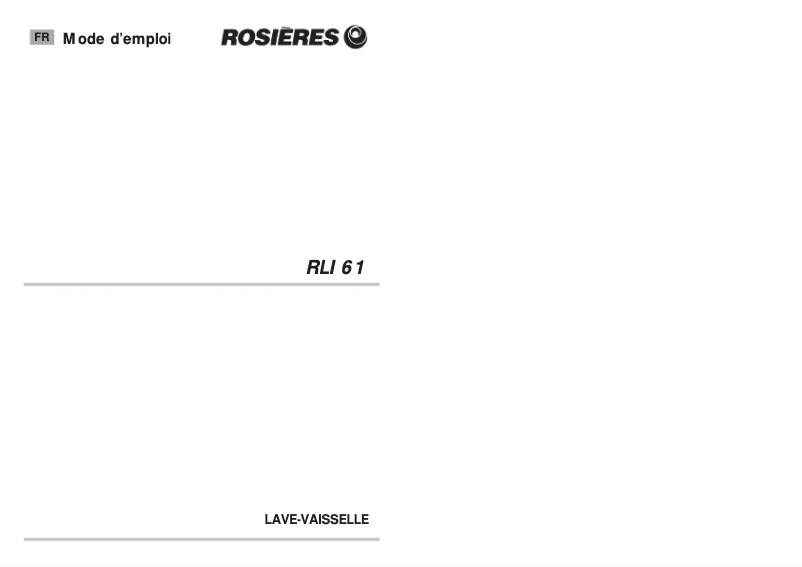 Page n°1 - Manuel utilisateur Rosieres RLI61PN-47