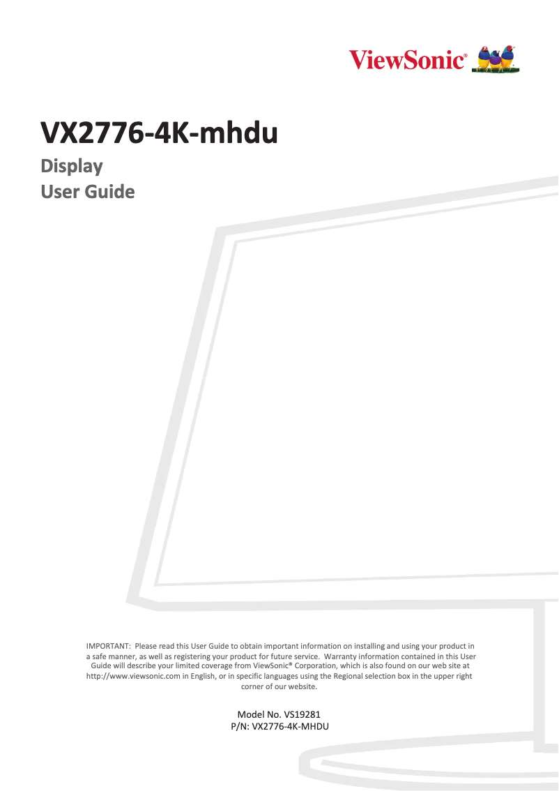 Page n°1 - Manuel utilisateur Viewsonic VX2776-4K-MHDU