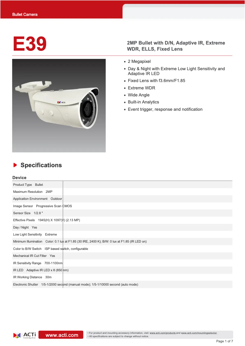 Image de la première page du manuel de l'appareil E39