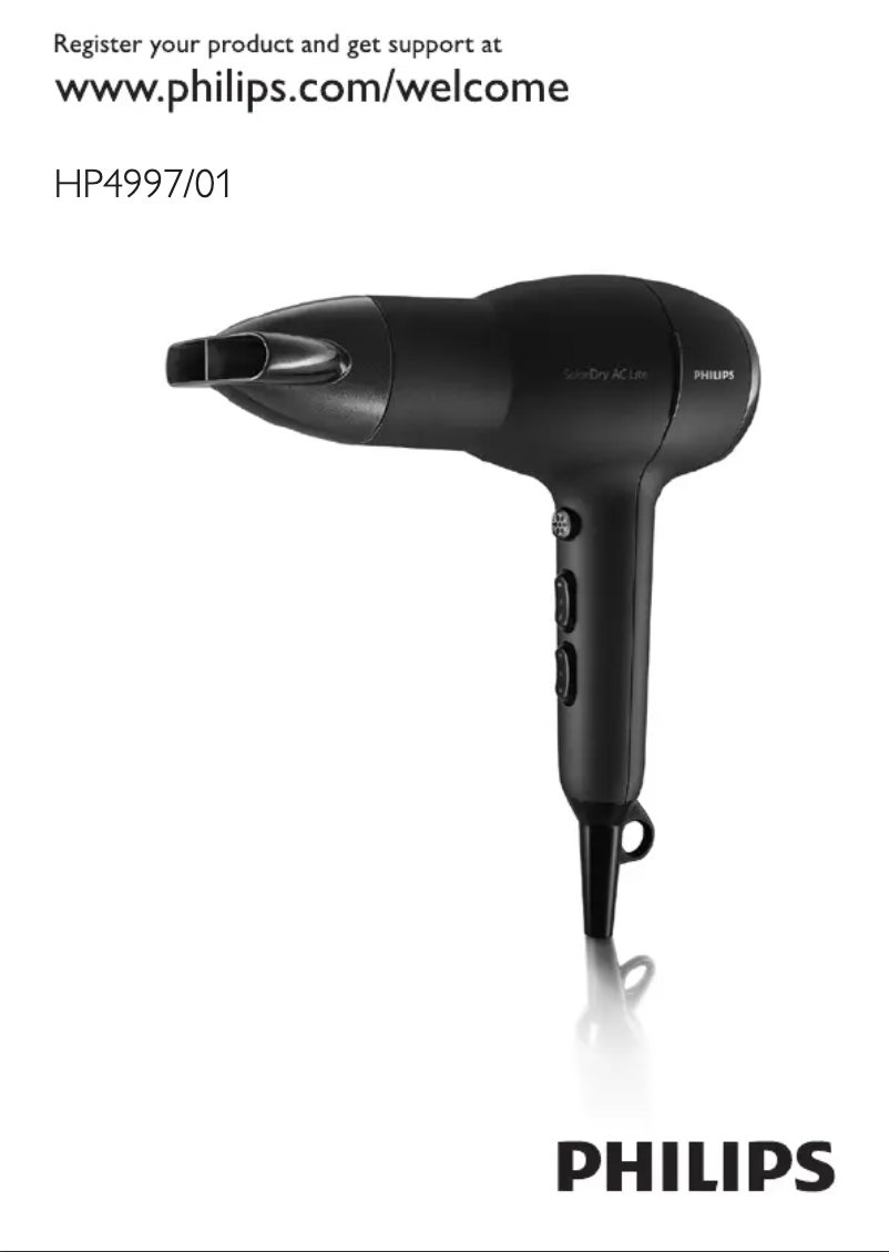Imagen de la primera página del manual del dispositivo SalonDry Pro HP4997
