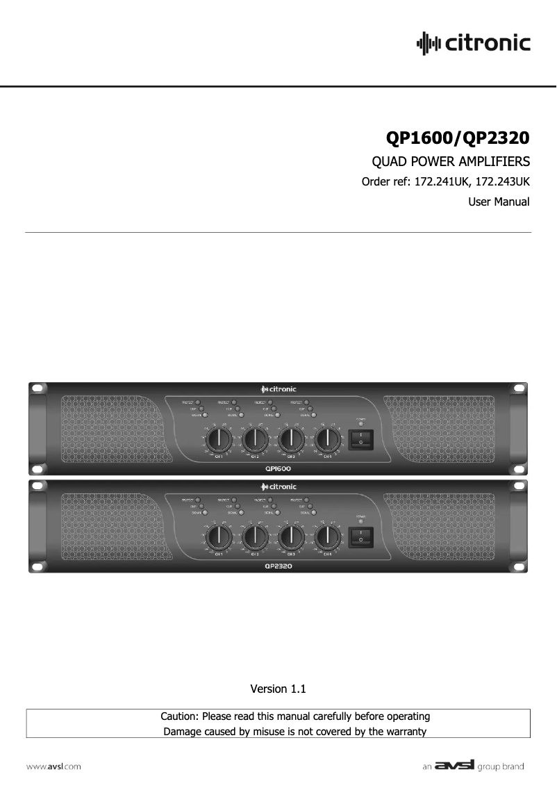 Page 1 de la notice Manuel utilisateur Citronic QP1600