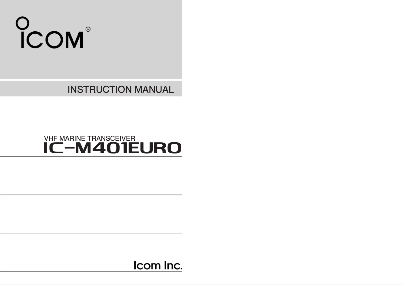 Image de la première page du manuel de l'appareil IC-M401EURO