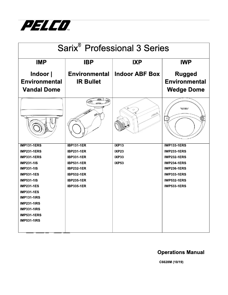 Page n°1 - Manuel utilisateur Pelco Sarix Professional IWP236-1ERS